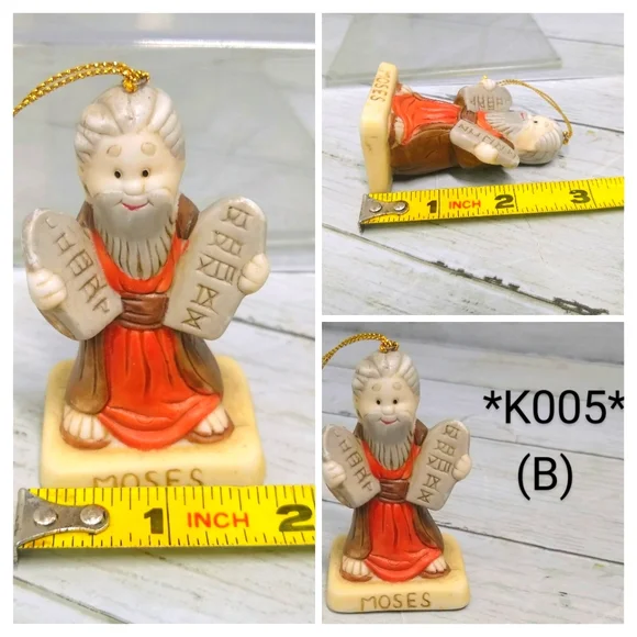 Vtg Santa Christmas Tree Star Ceramic HOL 1991 Moses Ornaments Decorations 4pcs